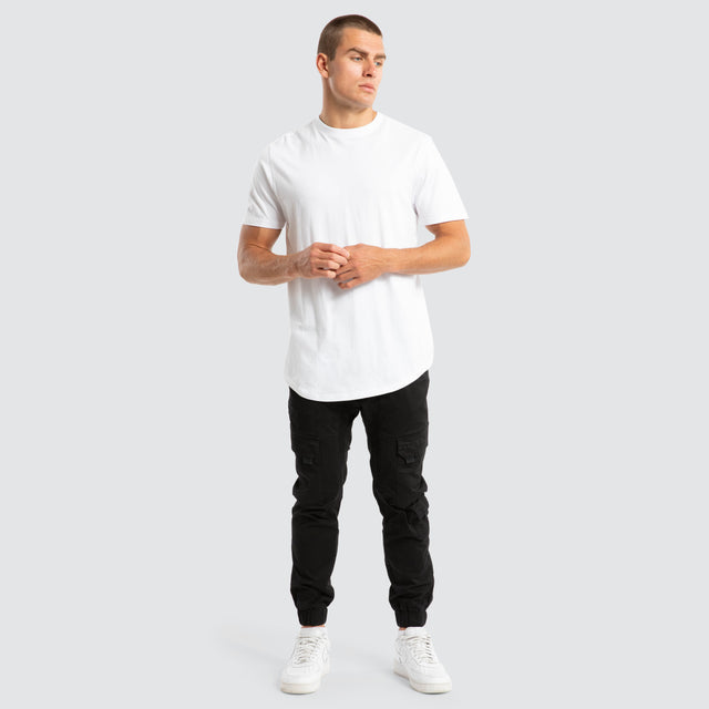 model wears Fargo Dual Curved Tee Optical White T-Shirts White - image 2