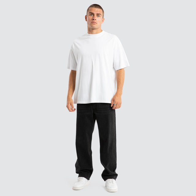 model wears Drive Athletic Baggy Jean Black Pants Black - image 3