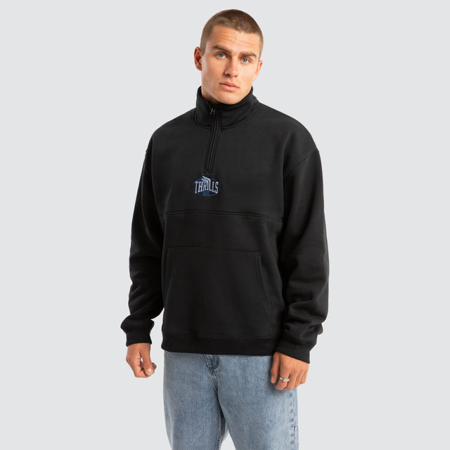 model wears Born To Fly Quarter Zip Fleece Black Jumpers Black - image 1