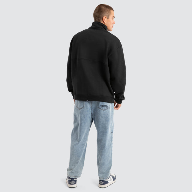 model wears Born To Fly Quarter Zip Fleece Black Jumpers Black - image 2