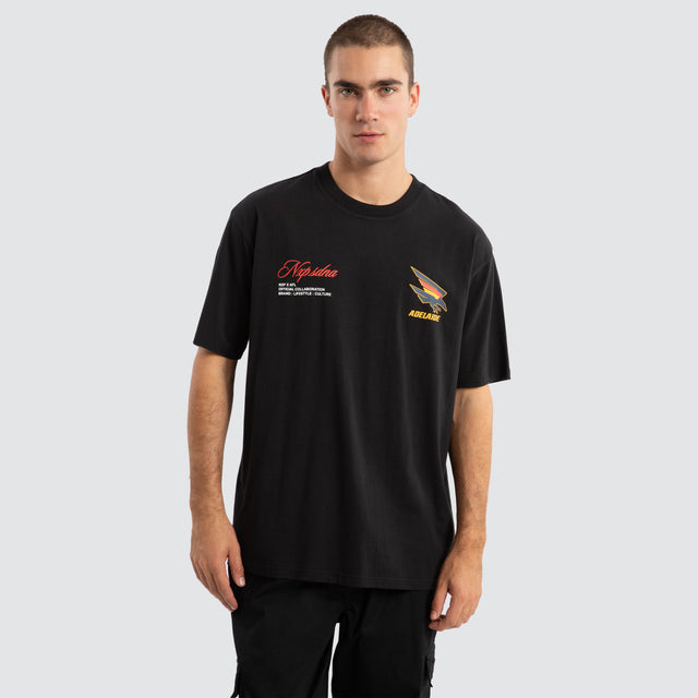 model wears Adelaide Crows AFL Season Tee Jet Black T-Shirts Black - image 2