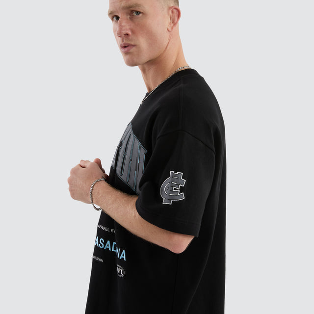model wears Carlton Blues AFL Game-On Loopback Tee Jet Black T-Shirts Black - image 7