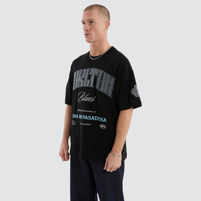 model wears Carlton Blues AFL Game-On Loopback Tee Jet Black T-Shirts Black - image 5
