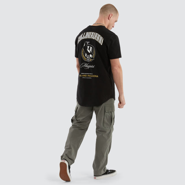 model wears Collingwood Magpies AFL Legend Tee Jet Black T-Shirts Black - image 5