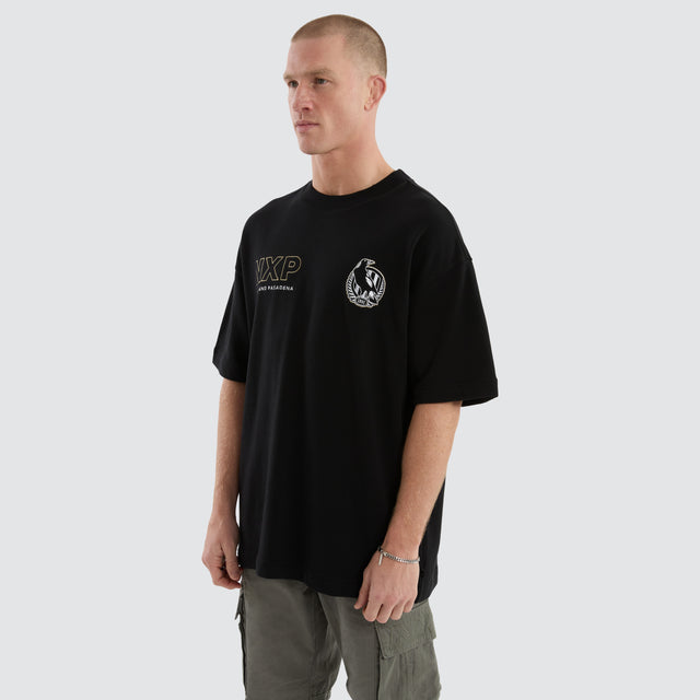 Collingwood Magpies AFL Legacy Loopback Tee Jet Black