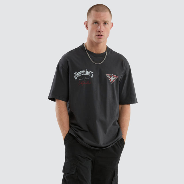 Essendon Bombers AFL Vintage Goth Tee Pigment Asphalt