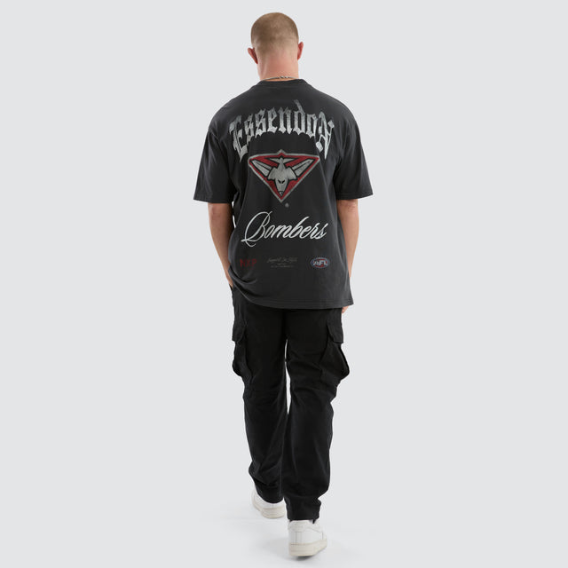 Essendon Bombers AFL Vintage Goth Tee Pigment Asphalt