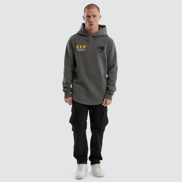 model wears Hawthorn Hawks AFL Grand Hoodie Pigment Charcoal Hoodies Grey - image 4