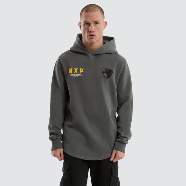 model wears Hawthorn Hawks AFL Grand Hoodie Pigment Charcoal Hoodies Grey - image 1