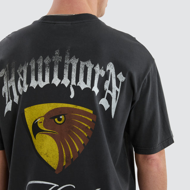 Hawthorn Hawks AFL Vintage Goth Tee Pigment Asphalt