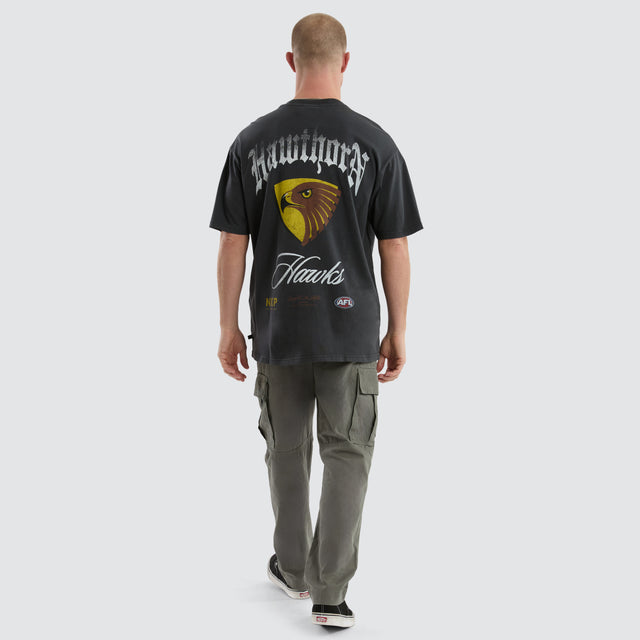 Hawthorn Hawks AFL Vintage Goth Tee Pigment Asphalt