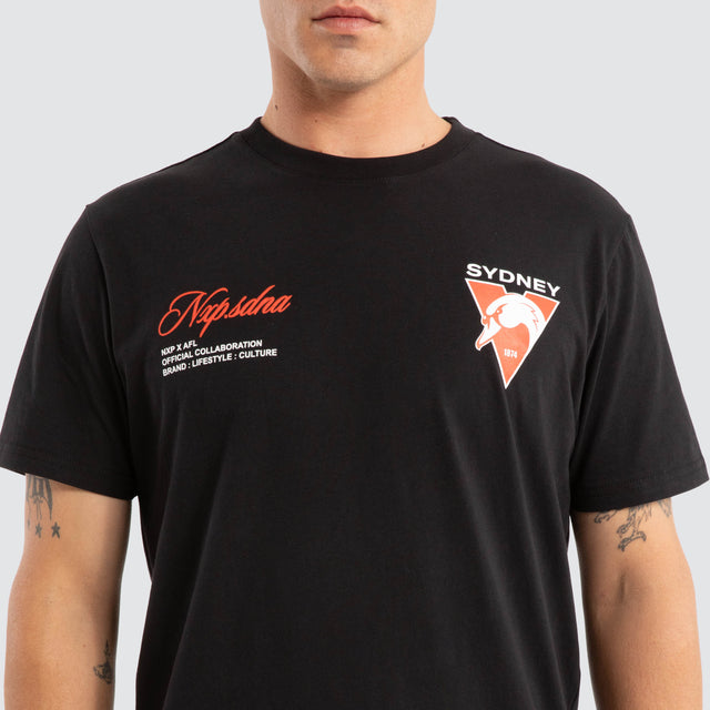 Sydney Swans AFL Prime Tee Jet Black