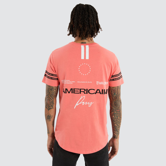 model wears Marcell Dual Curved Tee Coral T-Shirts Orange - image 1