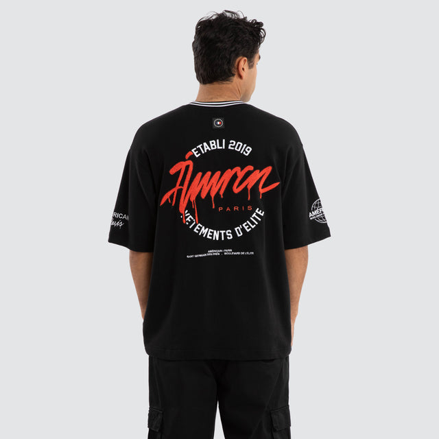 model wears National Oversized Tee Jet Black T-Shirts Black - image 1