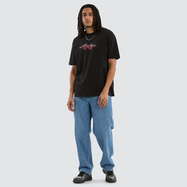 Fear Loopback Box Fit Tee Jet Black