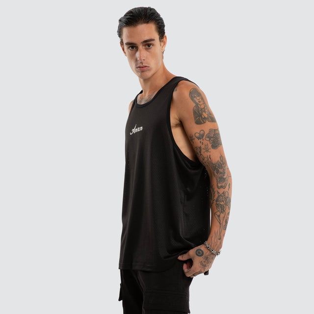 Warm Up Mesh Tank Jet Black