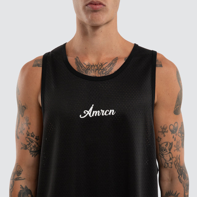 Warm Up Mesh Tank Jet Black