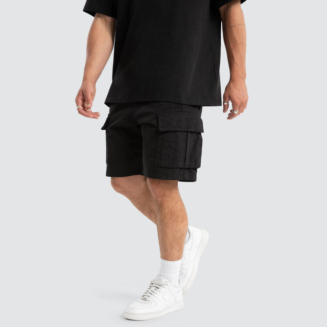 model wears Colby Cargo Shorts Black Shorts Black - image 1