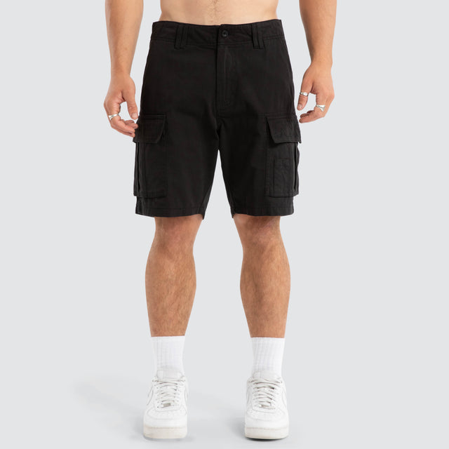 model wears Colby Cargo Shorts Black Shorts Black - image 2