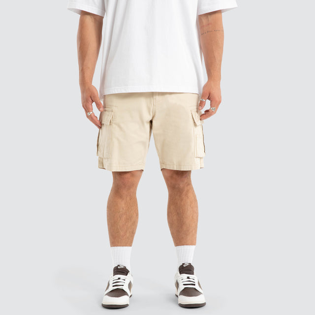 model wears Colby Cargo Shorts Bone Neutral Shorts Cream - image 4
