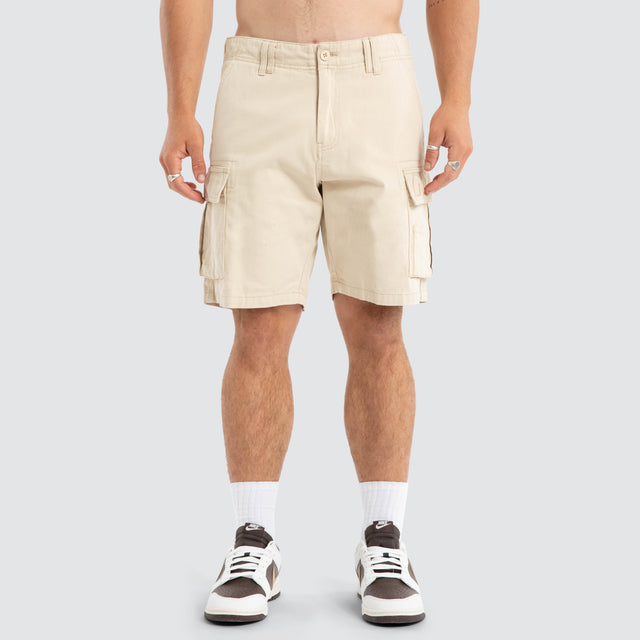 model wears Colby Cargo Shorts Bone Neutral Shorts Cream - image 2