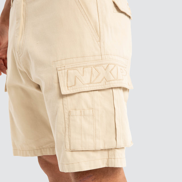 model wears Colby Cargo Shorts Bone Neutral Shorts Cream - image 5