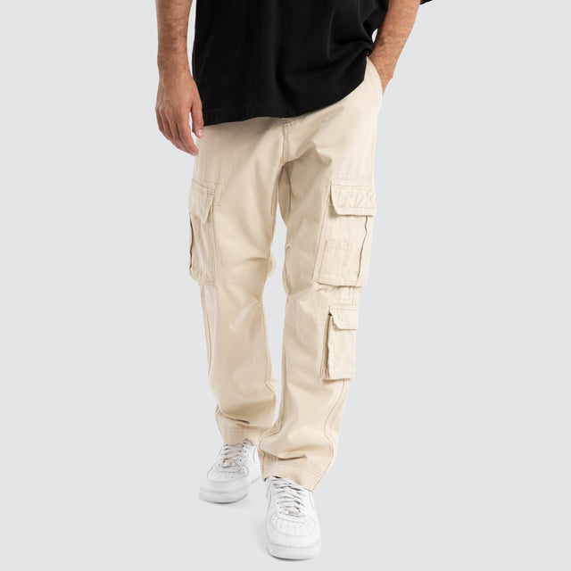 model wears Colby Cargo Pant Bone Neutral Pants Cream - image 3