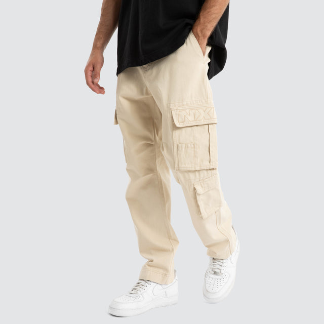 model wears Colby Cargo Pant Bone Neutral Pants Cream - image 1