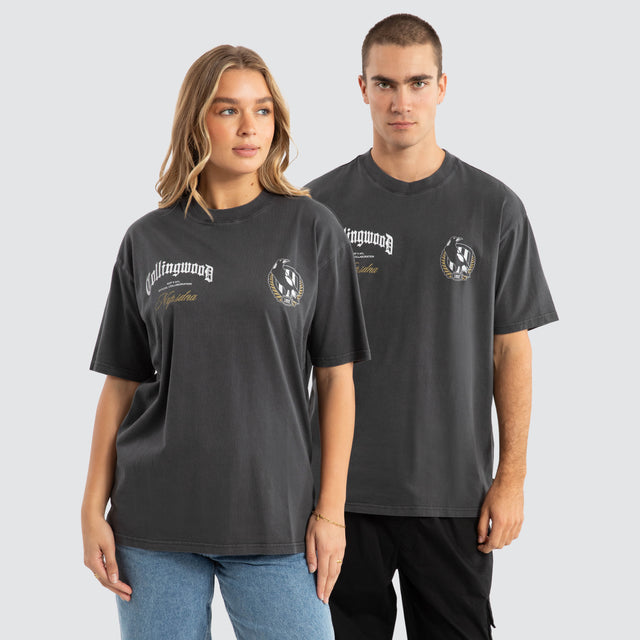 Collingwood Magpies AFL Vintage Goth Tee Pigment Asphalt