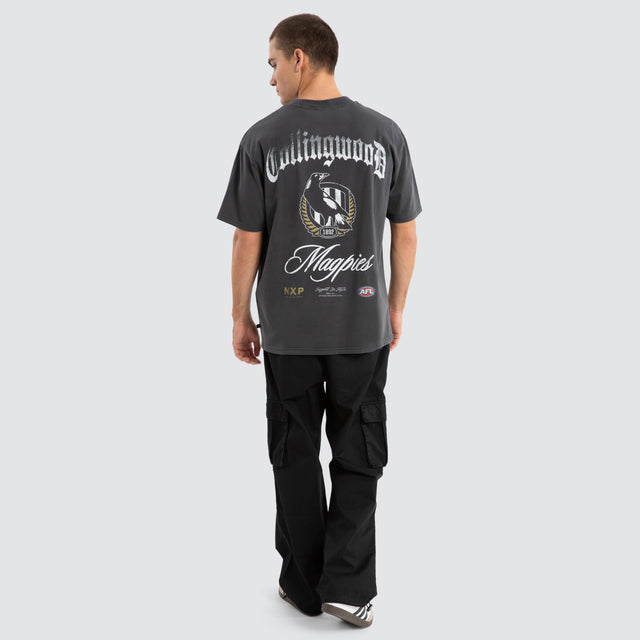 Collingwood Magpies AFL Vintage Goth Tee Pigment Asphalt
