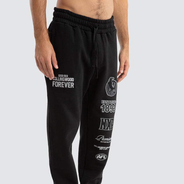 Collingwood Magpies AFL Mono Trackpants Jet Black