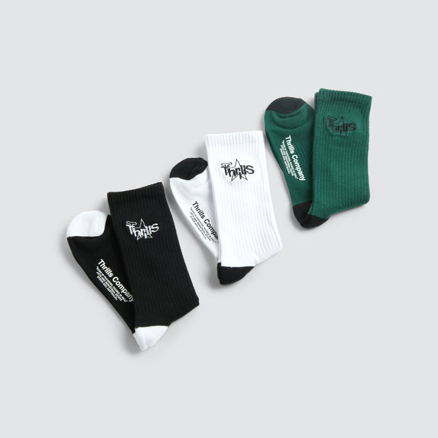 Superblast 3 Pk Socks White/Sea Pine/Black
