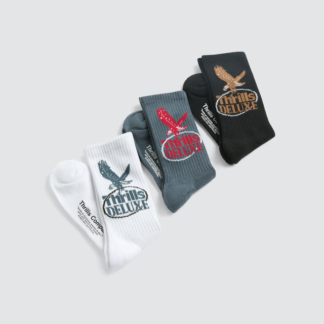 1st Grade Service 3 Pk Sock White/Petrol/Black