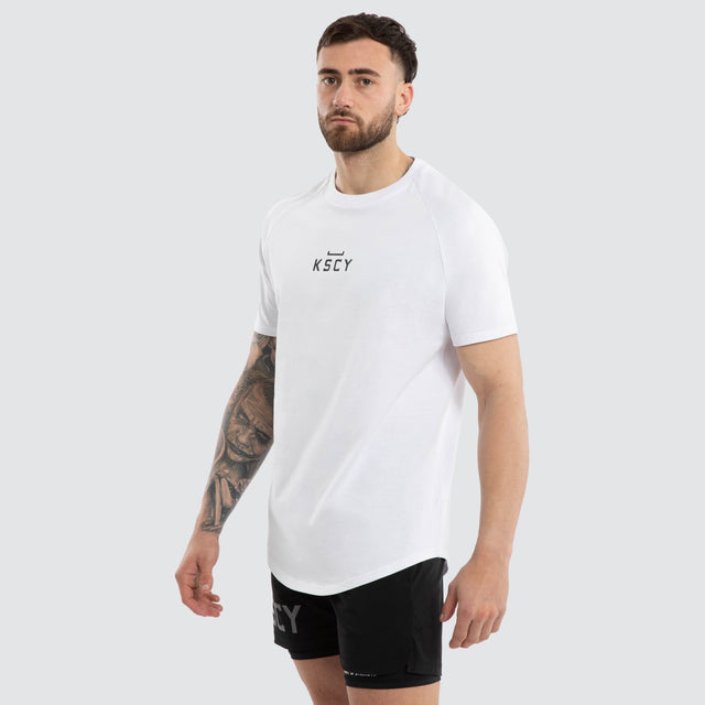 Vital Raglan Dual Curved Tee Optical White