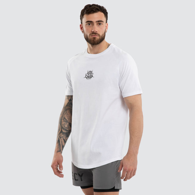 Hostile Raglan Dual Curved Tee White