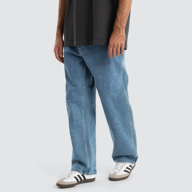 model wears Dillon Baggy Fit Jean Clean Blue Pants Blue - image 5
