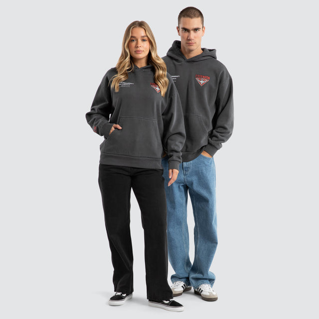 Essendon Bombers AFL Vintage Hoodie Pigment Asphalt