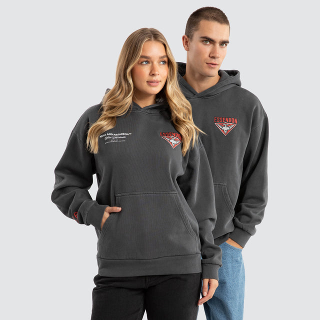 Essendon Bombers AFL Vintage Hoodie Pigment Asphalt