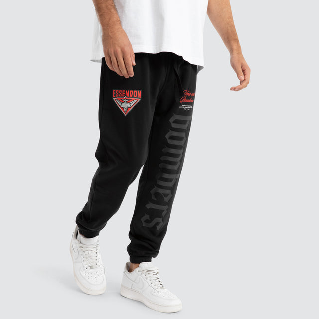 Essendon Bombers AFL Cali Trackpants Jet Black