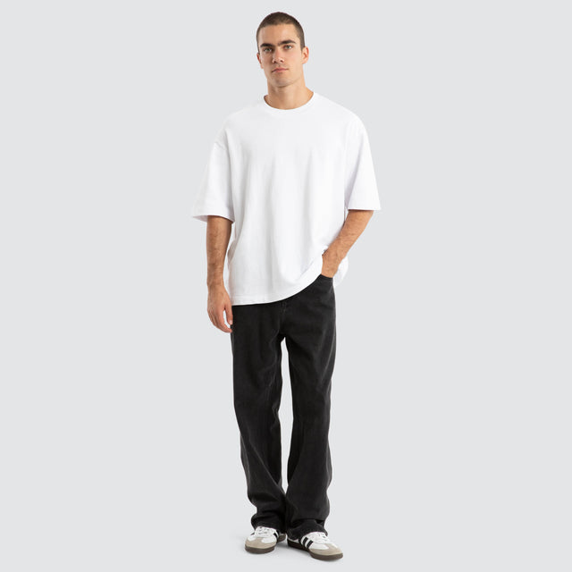 model wears Estevan Oversized Loopback Tee Optical White T-Shirts White - image 2