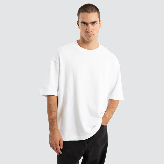 model wears Estevan Oversized Loopback Tee Optical White T-Shirts White - image 1