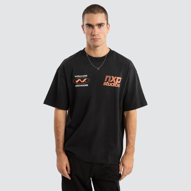 model wears Firefly Raptor Tee Bleached Black T-Shirts Black - image 4