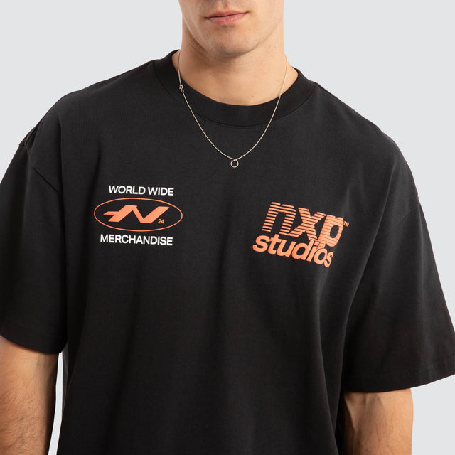 model wears Firefly Raptor Tee Bleached Black T-Shirts Black - image 3