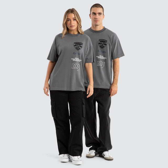 Geelong Cats AFL Stack Tee Pigment Charcoal
