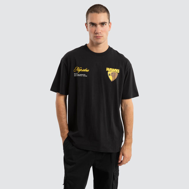 model wears Hawthorn Hawks AFL Season Tee Jet Black T-Shirts Black - image 2