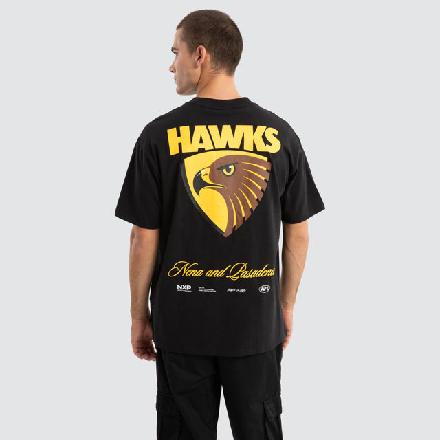 model wears Hawthorn Hawks AFL Season Tee Jet Black T-Shirts Black - image 1