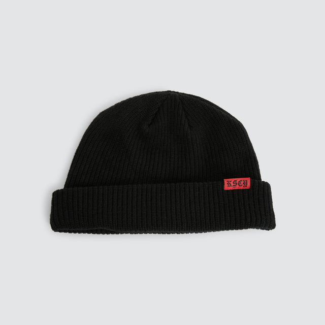 model wears Grave Wharfie Beanie Jet Black Accessories Black - image 1