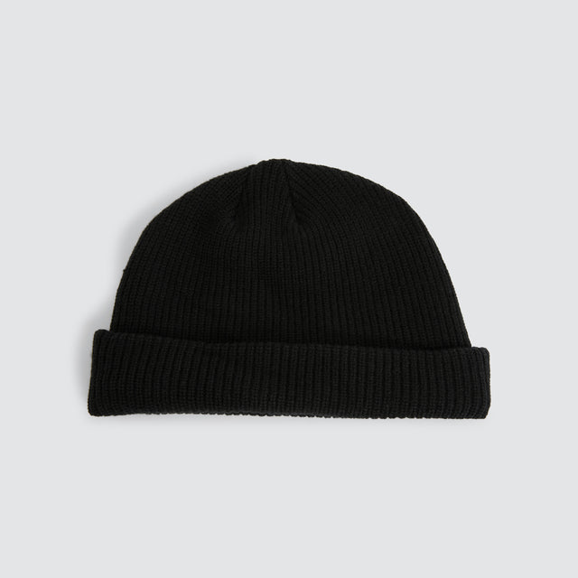 model wears Grave Wharfie Beanie Jet Black Accessories Black - image 2