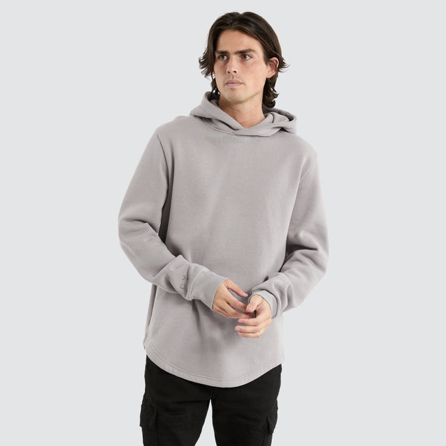 model wears Casper Dual Curved Hoodie Gull Jumpers Grey - image 1