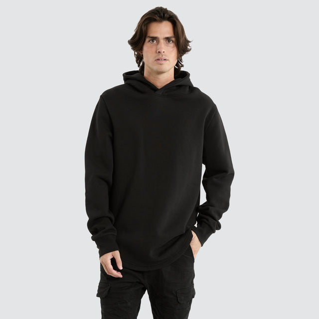 model wears Casper Dual Curved Hoodie Jet Black Jumpers Black - image 1